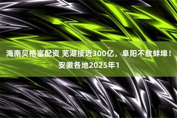 海南贝格富配资 芜湖接近300亿，阜阳不敌蚌埠！安徽各地2025年1