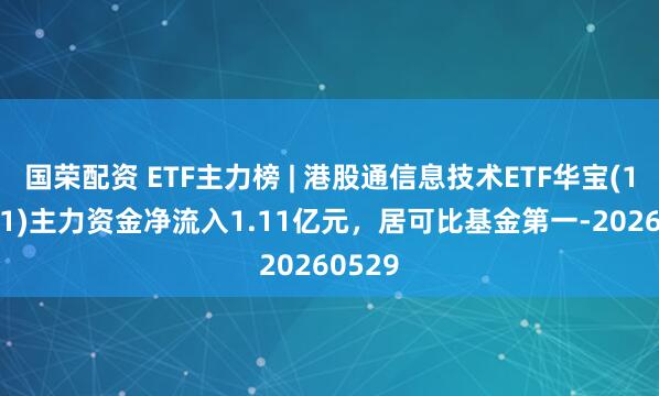 国荣配资 ETF主力榜 | 港股通信息技术ETF华宝(159131)主力资金净流入1.11亿元，居可比基金第一-20260529
